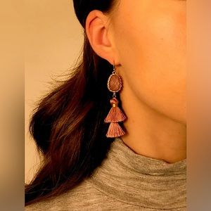 Tiered tassel rose earrings